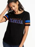 Old Navy Womens College-team Graphic Sleeve-stripe Tee For Women Florida Size S