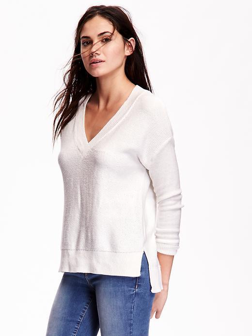 Old Navy Textured Knit V Neck Sweater Size L - Creme De La Creme