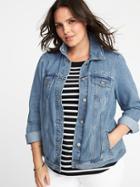 Old Navy Womens Embroidered Plus-size Denim Jacket Medium Wash Size 4x
