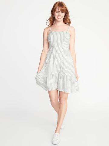 Striped Fit & Flare Cami Dress For Women