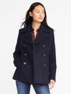 Old Navy Classic Wool Blend Peacoat For Women - Ink Blue