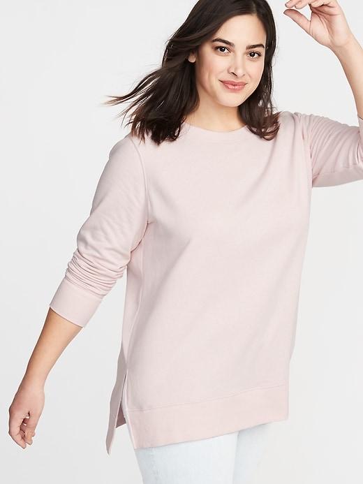 French Terry Plus-size Boyfriend Tunic Sweatshirt