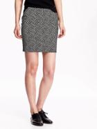 Old Navy Patterned Mini Pencil Skirt - White Herringbone