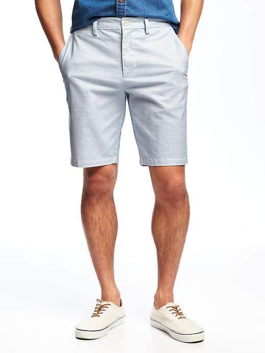 Old Navy Slim Built In Flex Max Ultimate Khaki Shorts For Men 10 - Mini Blue Stripe