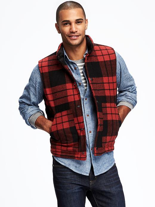 Old Navy Tartan Print Frost Free Vest For Men - Saucy Red