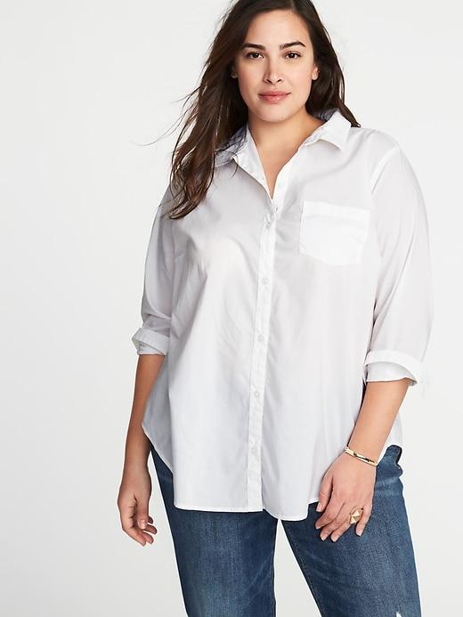 Old Navy Womens Classic Plus-size Clean-slate No-peek Shirt Bright White Size 1x