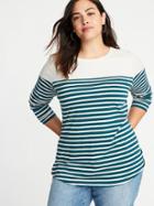 Old Navy Womens Everywear Plus-size Striped Tee Teal Stripe Size 1x