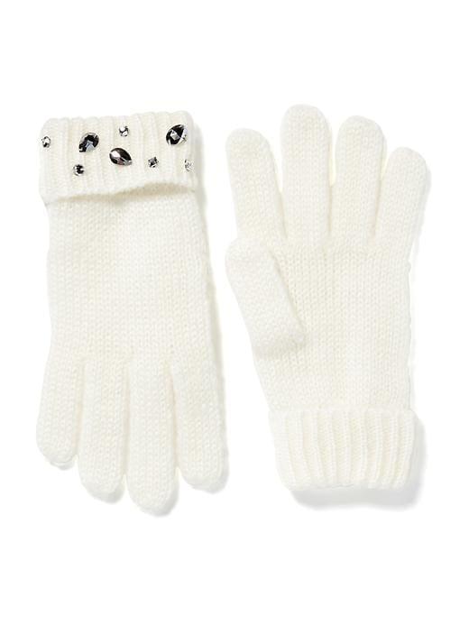 Old Navy Embellished Sweater Knit Gloves For Women - Cream
