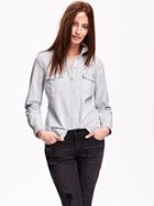 Old Navy Classic Chambray Shirt For Women - Light Wash