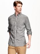 Old Navy Slim Fit Linen Blend Shirt For Men - Grey