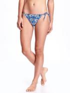 Old Navy Floral String Bikini Bottoms - Paradise Blue Print