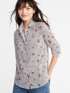 Old Navy Womens Relaxed Printed Classic Shirt For Women Flower Stripe Size Xs
