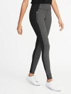 Old Navy Womens High-rise Herringbone/ponte Zip-pocket Street Leggings For Women Dark Herringbone Grey Size S