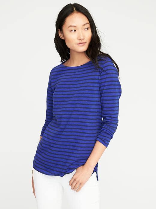 Old Navy Relaxed Mariner Stripe Tee For Women - Blue Stripe