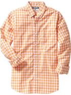 Old Navy Mens Everyday Classic Slim Fit Shirts - Peach Gingham