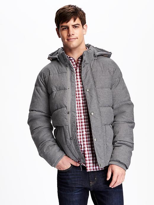 Old Navy Detachable Hood Puffer Jacket For Men - Heather Grey