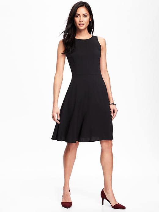 Old Navy High Neck Fit & Flare Dress For Women - Black
