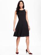 Old Navy High Neck Fit & Flare Dress For Women - Black