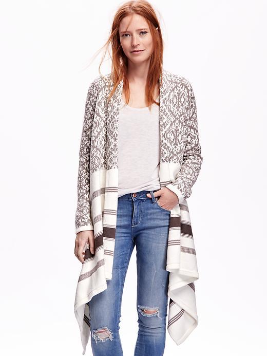 Old Navy Womens Super Long Fair Isle Sweater Size L - Neutral Fair Isle