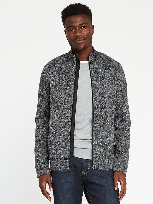 Old Navy Full Zip Sweater Fleece Jacket For Men - Black Heather