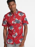 Old Navy Mens Slim-fit Printed Built-in Flex Everyday Shirt For Men Christmas Palm Trees Size S