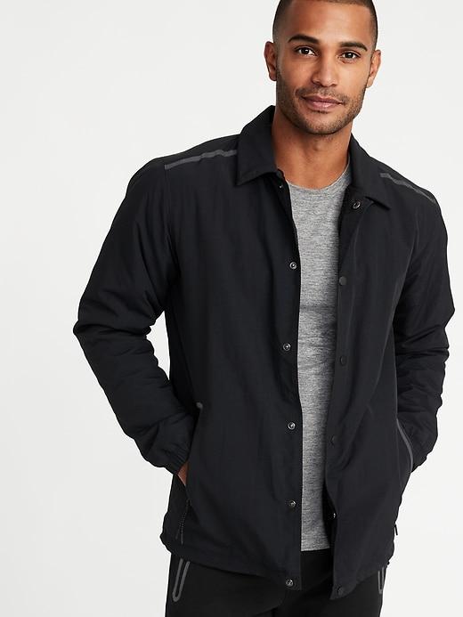 Old Navy Mens Go-h20 Water-resistant Sherpa-lined Coach';s Jacket For Men Black Size S