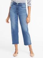 Old Navy Womens High-rise Wide-leg Cropped Jeans For Women Medium Wash Size 16