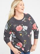 Old Navy Womens Relaxed Plus-size Graphic French-terry Sweatshirt Floral Pattern Size 1x