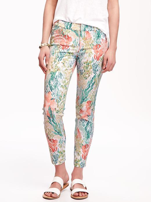 Old Navy Printed Mid Rise Pixie Ankle Pants For Women - Multi Print