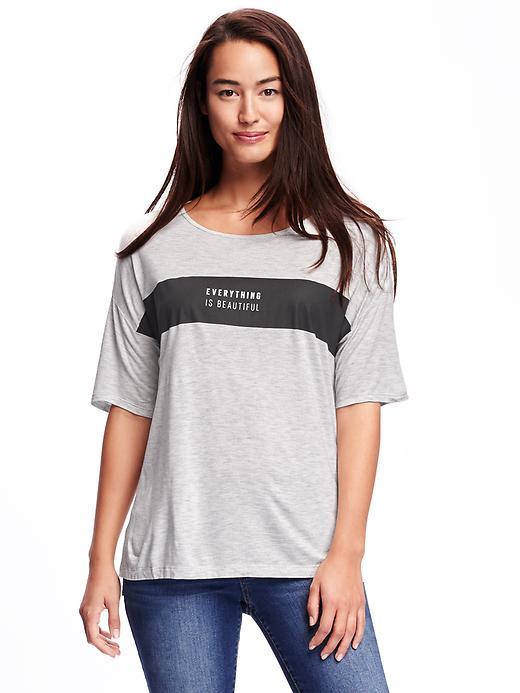 Old Navy Boyfriend Drop Shoulder Graphic Tee For Women - Bc02 Light Hthr Grey