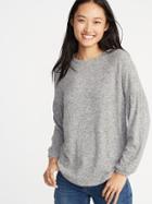 Old Navy Womens Plush-knit Balloon-sleeve Top For Women Heather Gray Size L