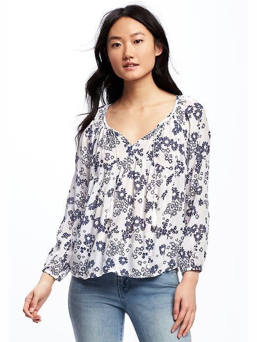 Old Navy Patterned Swing Blouse For Women - White/navy