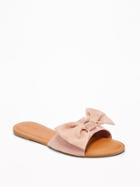 Old Navy Womens Sueded Bow-tie Slide Sandals For Women Blush Size 8