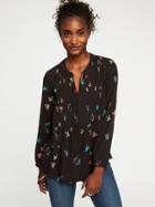 Old Navy Pintuck Swing Blouse For Women - Black Floral