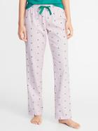 Old Navy Womens Patterned Flannel Sleep Pants For Women Pink Dots Size L