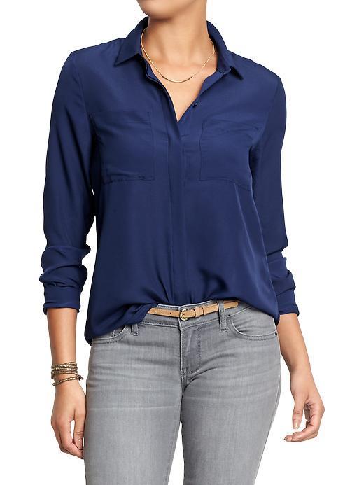 Old Navy Womens Matte Crepe Button Front Shirts - Goodnight Nora