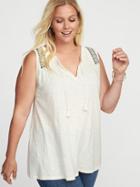Old Navy Womens Plus-size Sleeveless Tassel-tie Top Creme De La Creme Size 2x