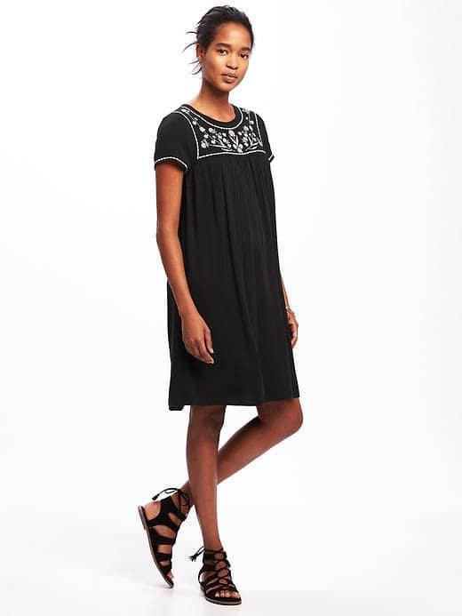 Old Navy Embroidered Yoke Shift Dress For Women - Black