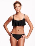 Old Navy Ruffle Overlay Bikini Top For Women - Ebony