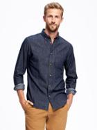 Old Navy Slim Fit Chambray Shirt For Men - Indigo Denim