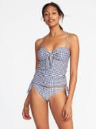 Old Navy Womens Tie-front Tankini Top For Women Blue Gingham Size Xl