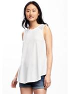 Old Navy High Neck Lace Trim Swing Tank For Women - Cream