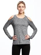 Old Navy Go Dry Fitted Cold Shoulder Top For Women - Heather Gray