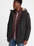 Old Navy Mens 3-in-1 Water-resistant Hooded Parka For Men Black Size Xxxl