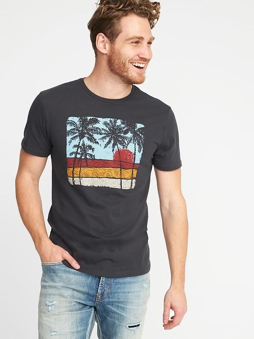 Old Navy Mens Graphic Crew-neck Tee For Men Beach Palms Size M