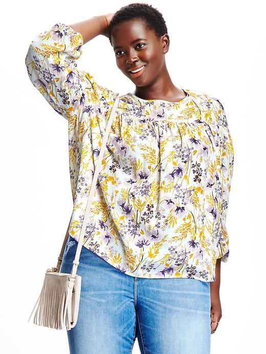 Old Navy Bell Sleeve Gauze Top For Women - Purple Floral
