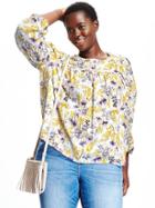 Old Navy Bell Sleeve Gauze Top For Women - Purple Floral