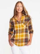 Old Navy Classic Flannel Shirt For Women - Yellow Plaid