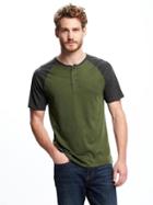 Old Navy Raglan Sleeve Henley For Men - Another Green World