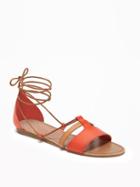 Old Navy Lace Up Sandals For Women - Hot Tamale